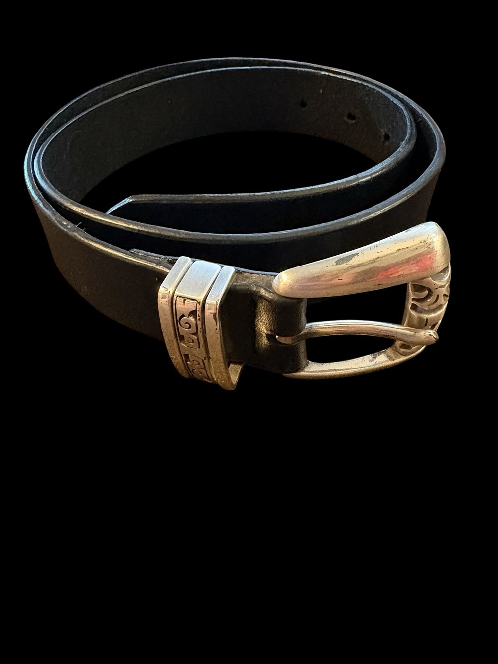 Charter Club Women's Black
Leather Belt Silver Buckle
Adjustable Size M